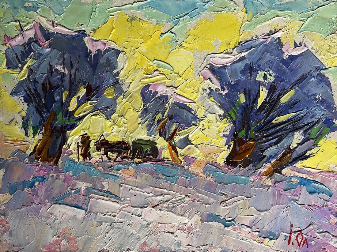 Oil painting Winter morning in the field Alex Kalenyuk - 3