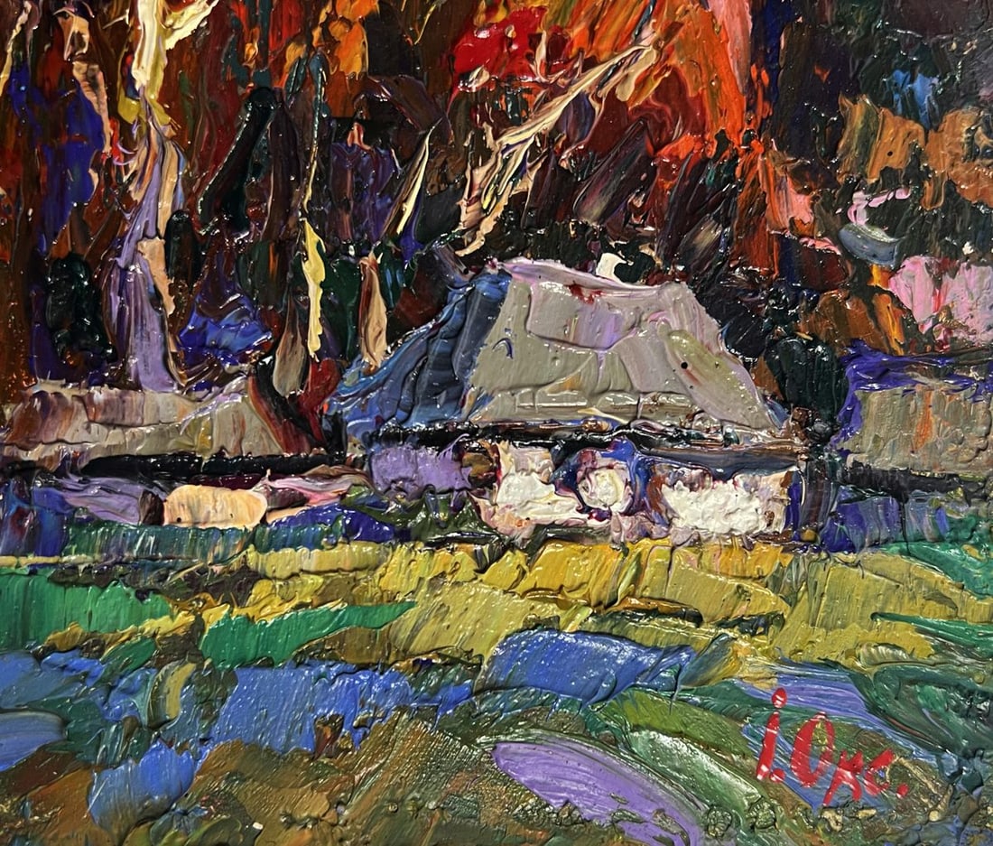 Oil painting Moon in the sky over the village Oksana Kalenyuk - 9