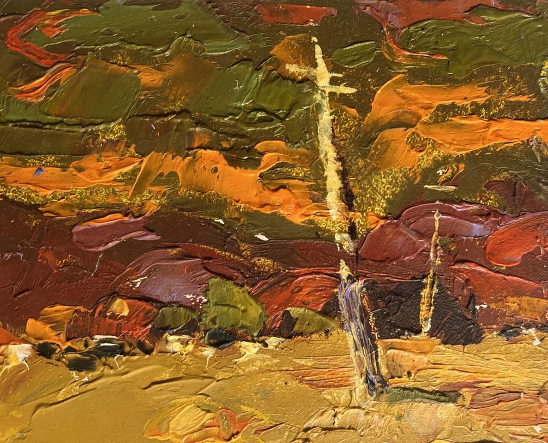 Oil painting Orange sunset over the mountains Alex Kalenyuk - 4