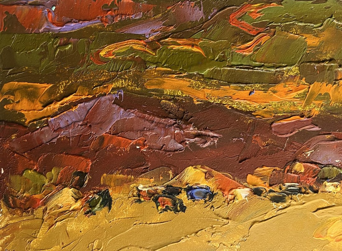 Oil painting Orange sunset over the mountains Alex Kalenyuk - 5