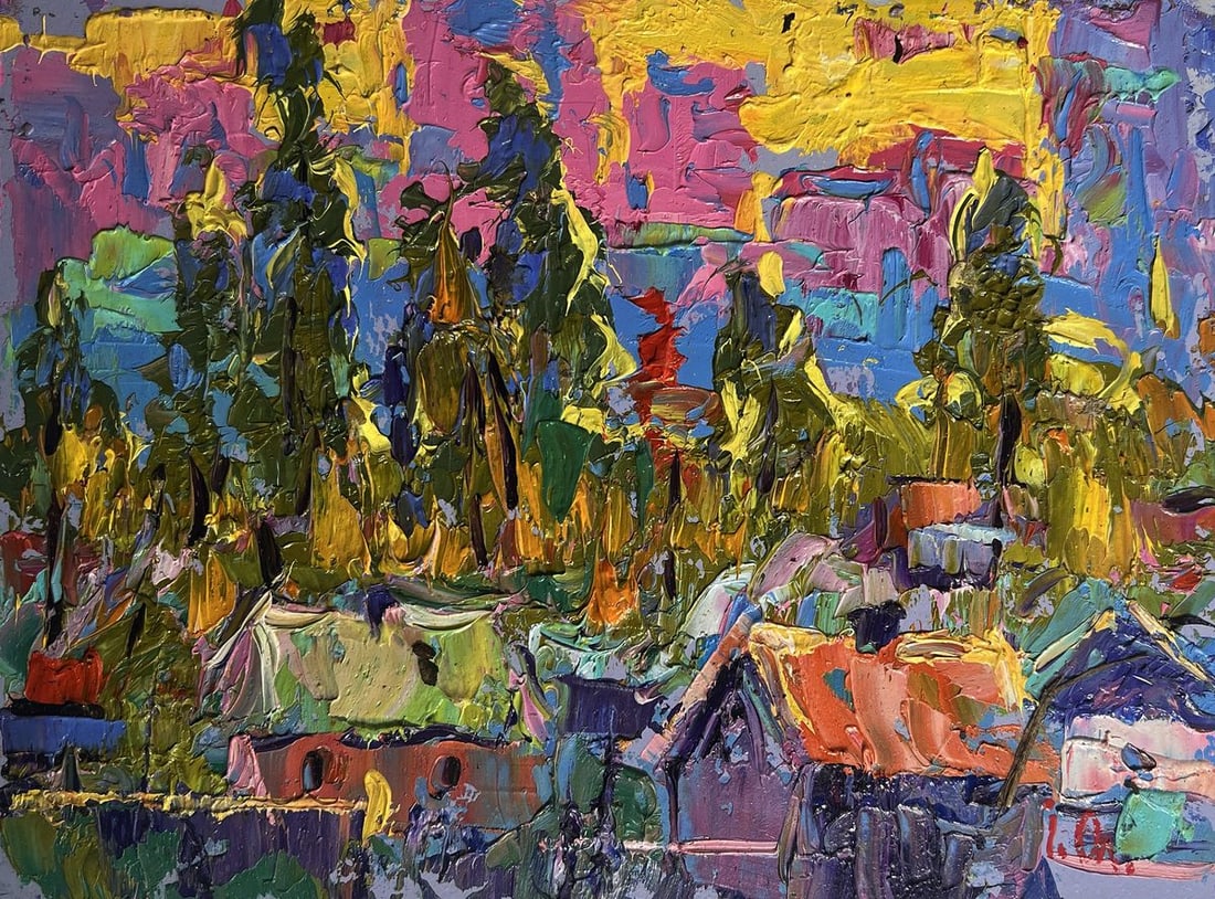 Oil painting Yellow rays of sunset Alex Kalenyuk - 3