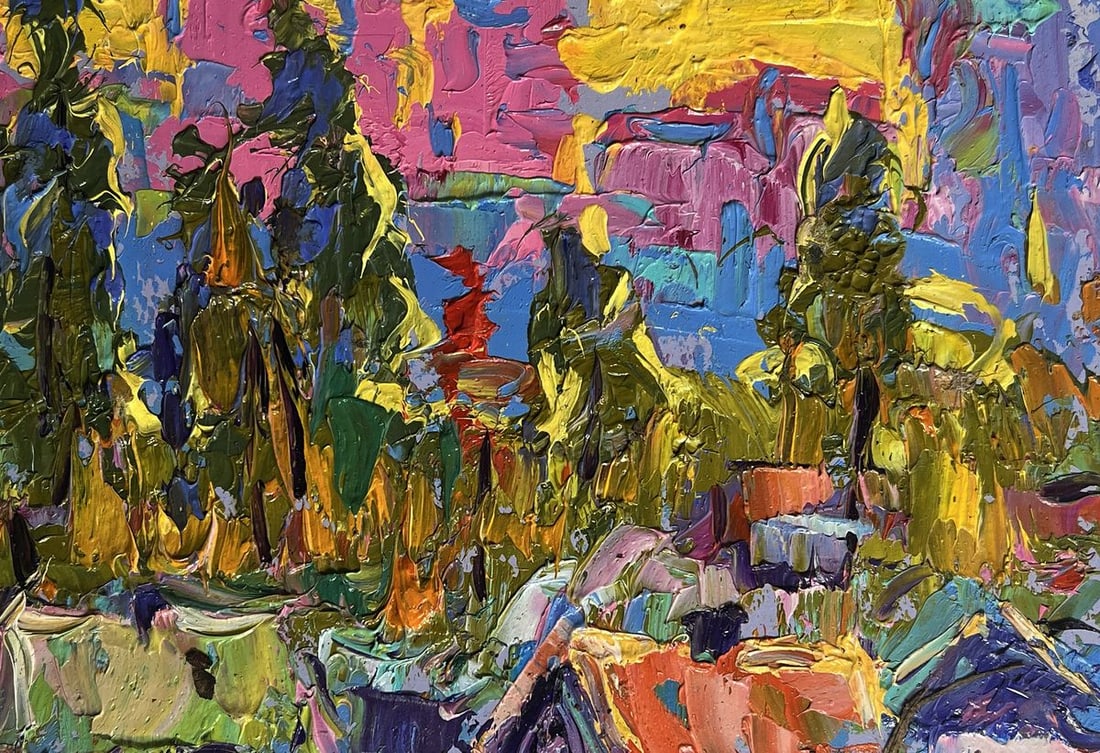 Oil painting Yellow rays of sunset Alex Kalenyuk - 8