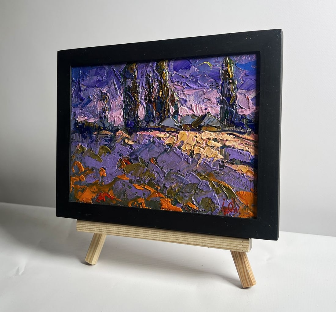 Oil painting Pink sunset on a cold day Alex Kalenyuk - 2