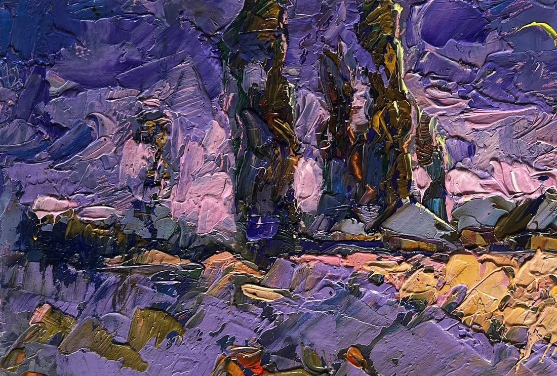 Oil painting Pink sunset on a cold day Alex Kalenyuk - 7