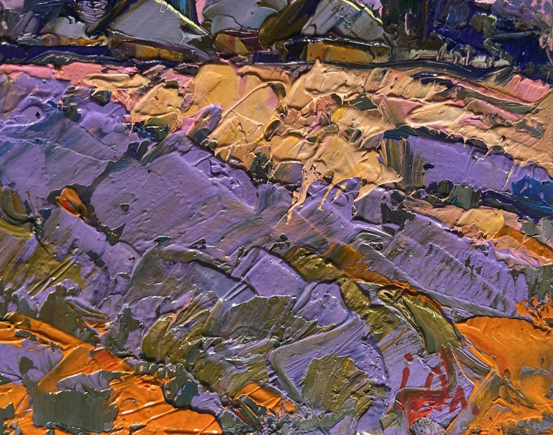 Oil painting Pink sunset on a cold day Alex Kalenyuk - 9