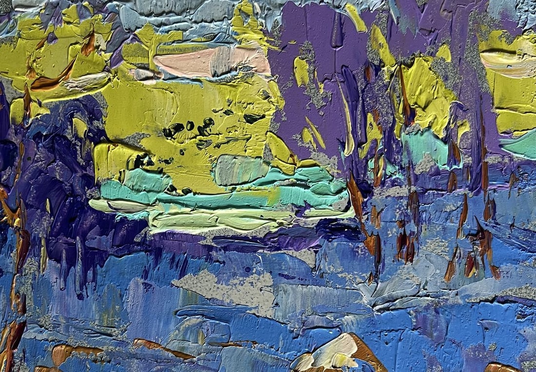 Oil painting Winter evening with sunset Alex Kalenyuk - 8