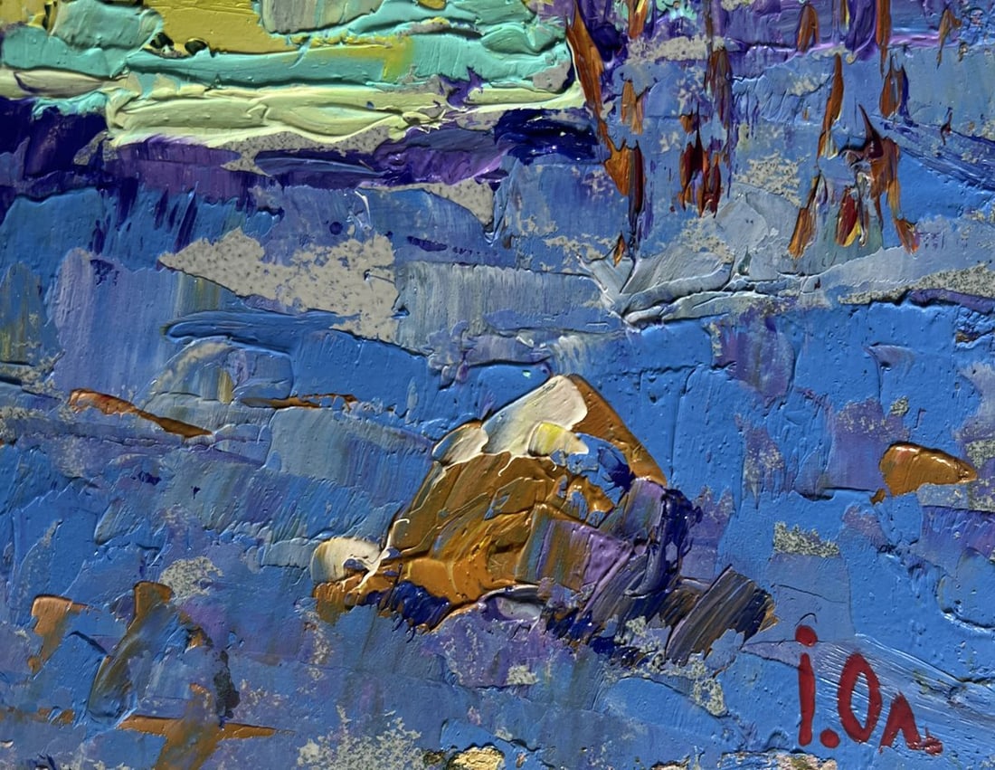 Oil painting Winter evening with sunset Alex Kalenyuk - 9