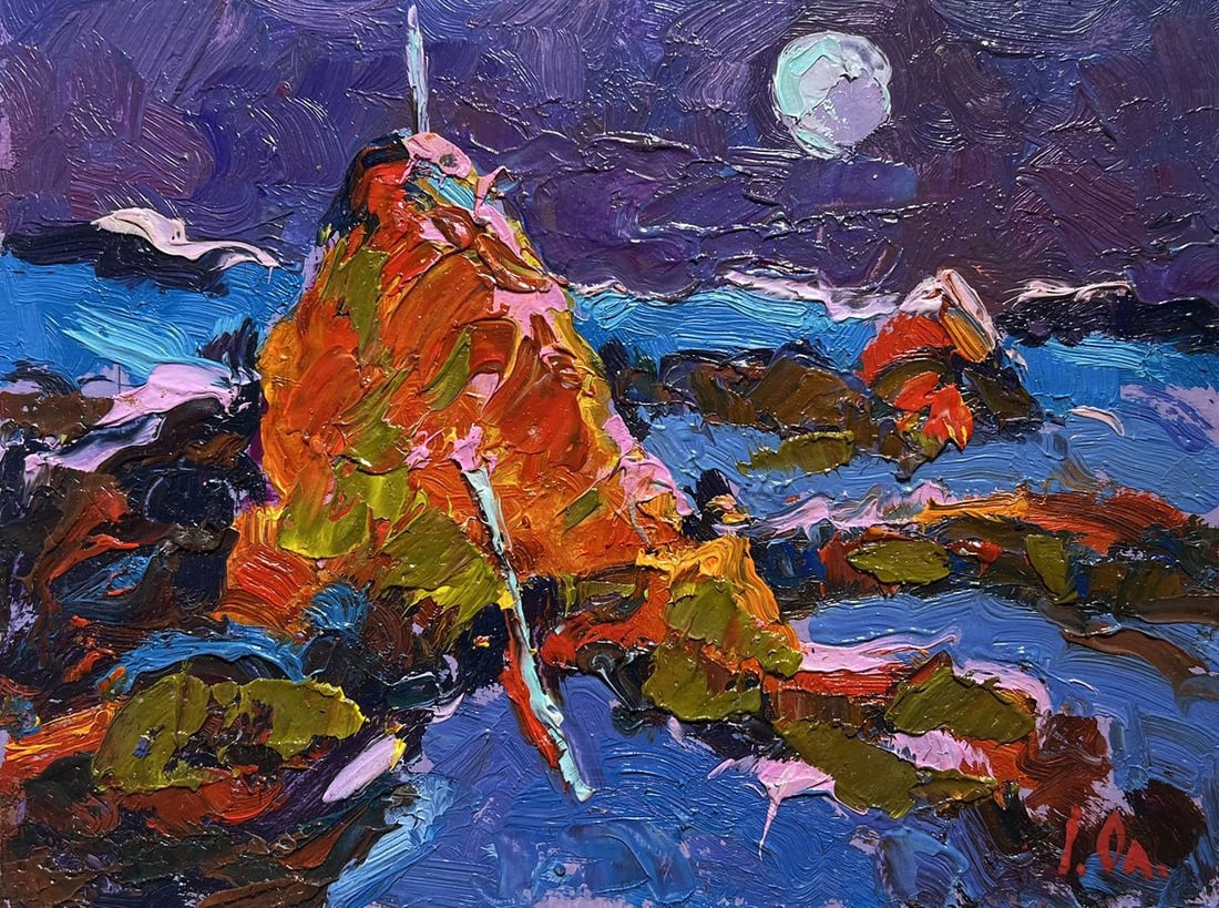 Oil painting Moonlit Night in the Field Alex Kalenyuk - 3
