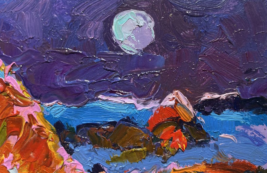 Oil painting Moonlit Night in the Field Alex Kalenyuk - 6
