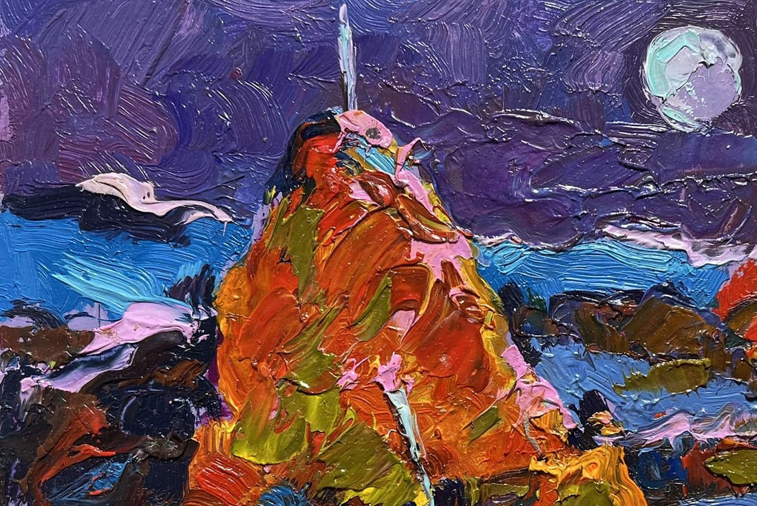 Oil painting Moonlit Night in the Field Alex Kalenyuk - 7