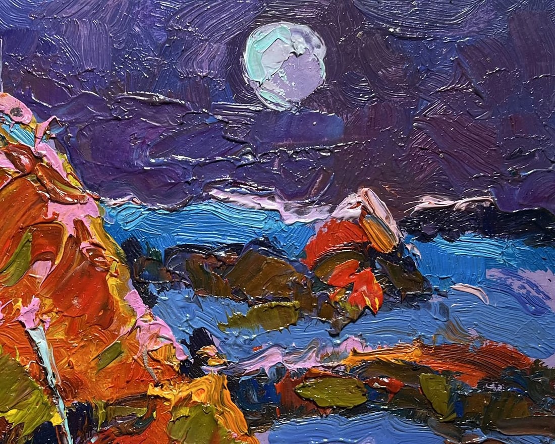 Oil painting Moonlit Night in the Field Alex Kalenyuk - 8