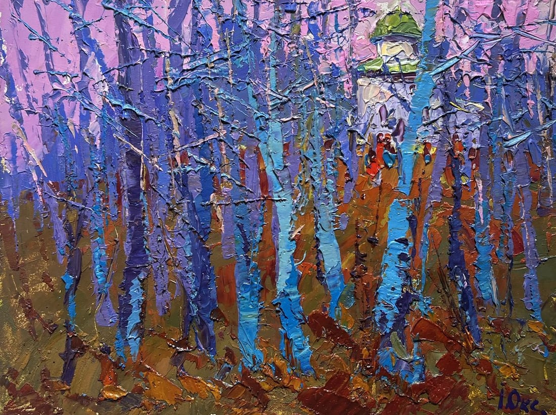 Oil painting Autumn coolness in the forest Oksana Kalenyuk - 3