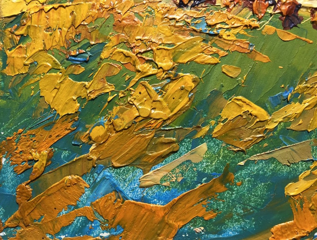 Oil painting Yellow sunset in the field Alex Kalenyuk - 5