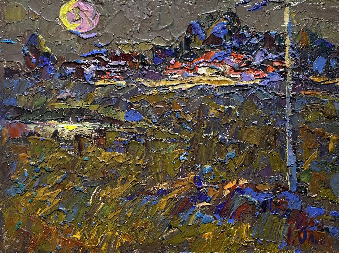 Oil painting Moonlit night in autumn Alex Kalenyuk - 3