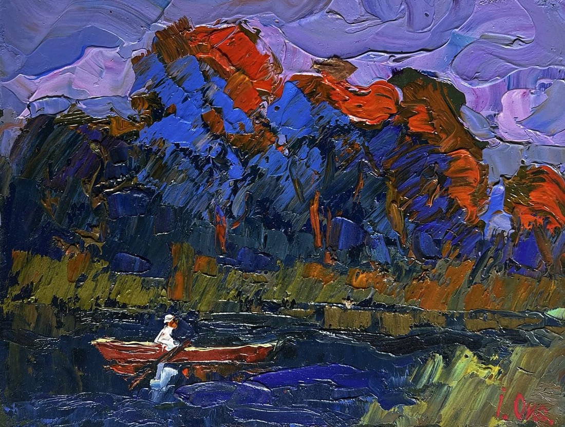 Oil painting It's cool by the river in the evening Oksana Kalenyuk - 3