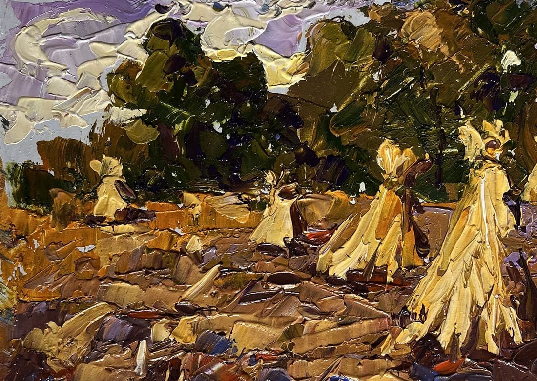 Oil painting There are haystacks in the fields Alex Kalenyuk - 7