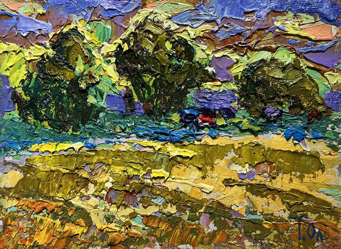 Oil painting Expressive yellow sunset Alex Kalenyuk - 3