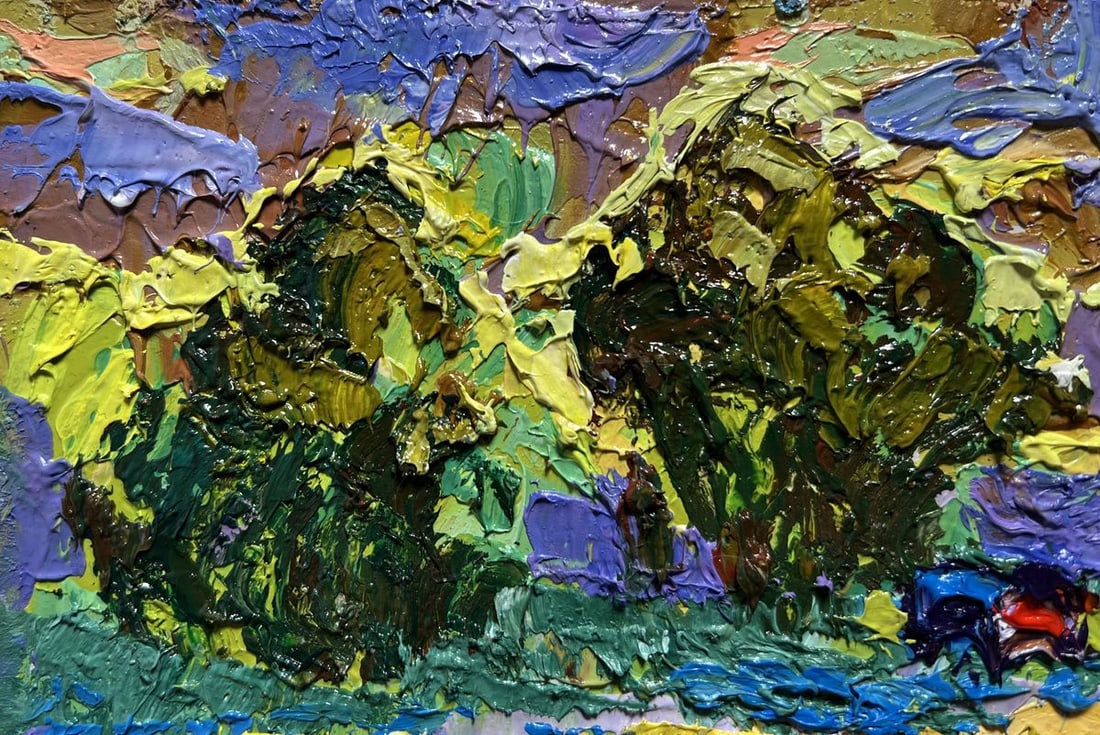 Oil painting Expressive yellow sunset Alex Kalenyuk - 4