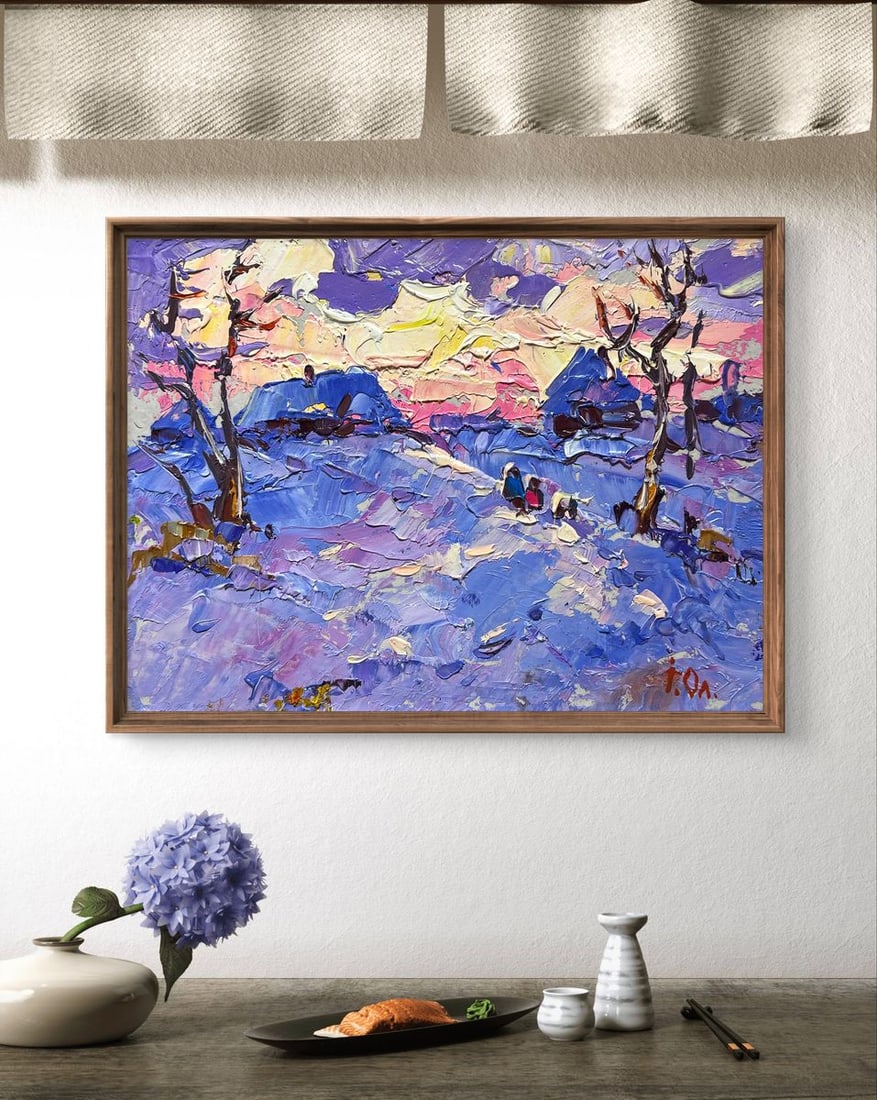 Oil painting Romantic winter evening Alex Kalenyuk - 4