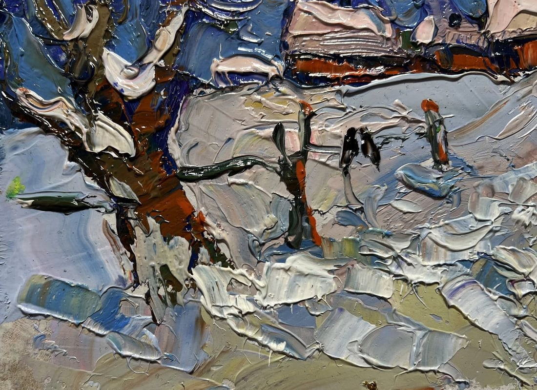Oil painting Snowy streets of the village Oksana Kalenyuk - 5