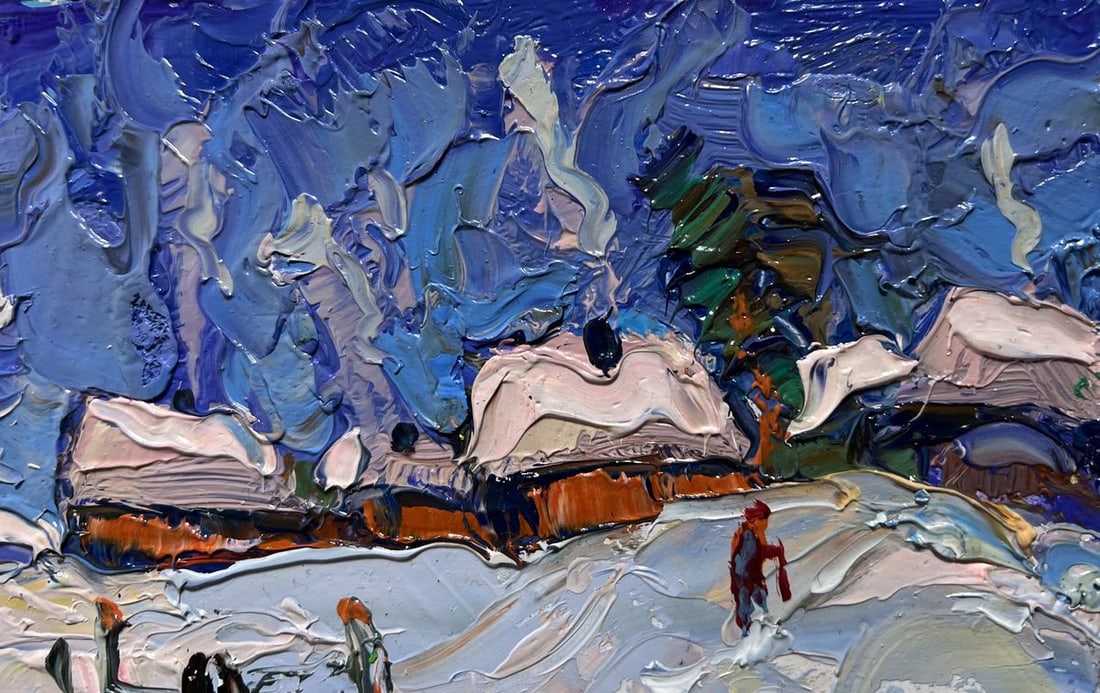 Oil painting Snowy streets of the village Oksana Kalenyuk - 6