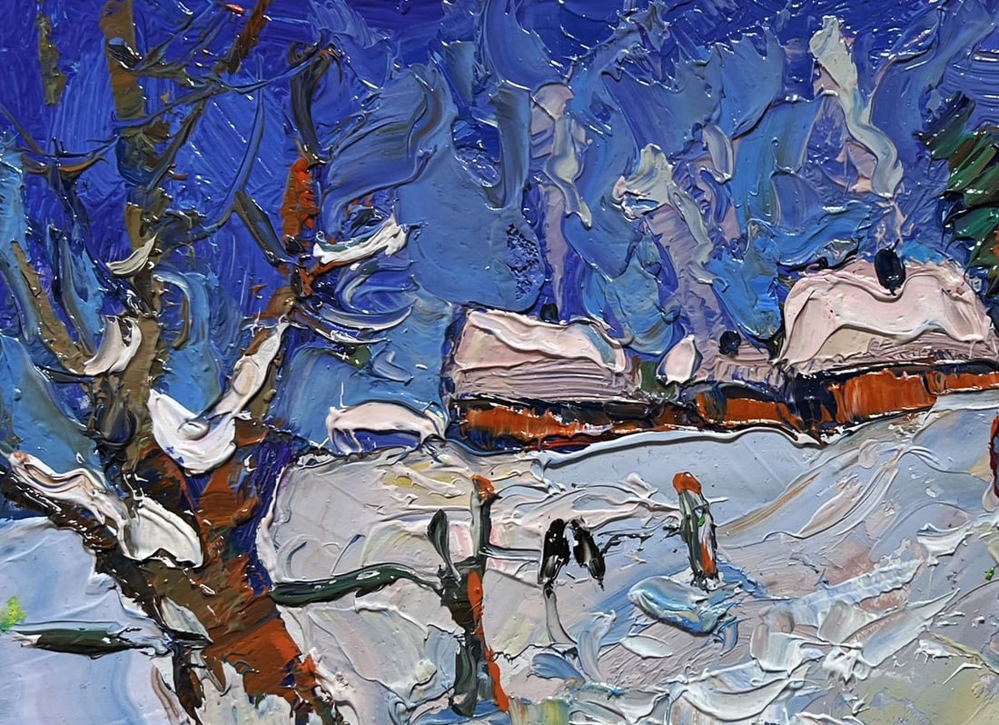 Oil painting Snowy streets of the village Oksana Kalenyuk - 7