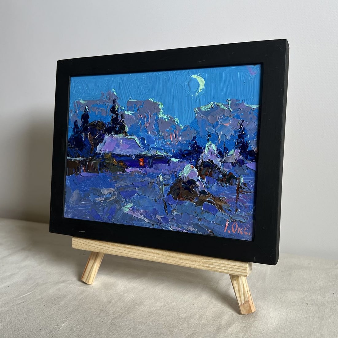 Oil painting Moonlit winter night Oksana Kalenyuk - 2