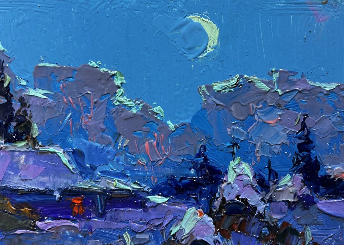Oil painting Moonlit winter night Oksana Kalenyuk - 6
