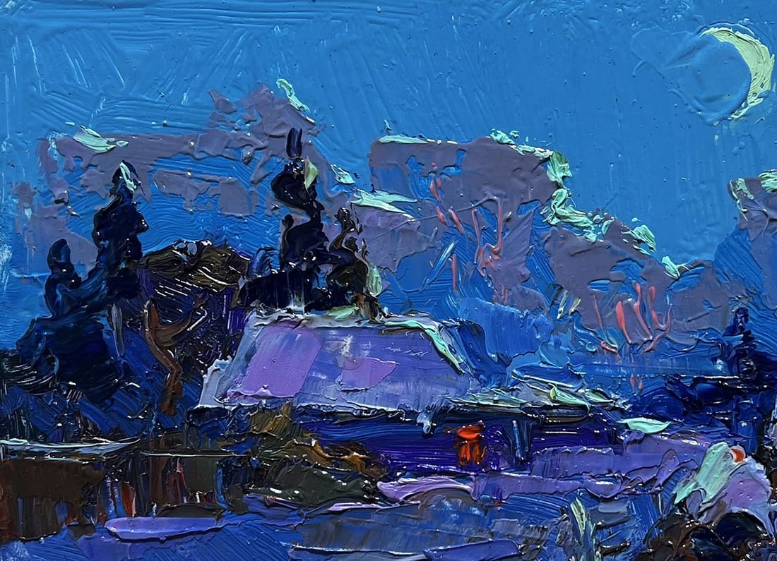 Oil painting Moonlit winter night Oksana Kalenyuk - 7