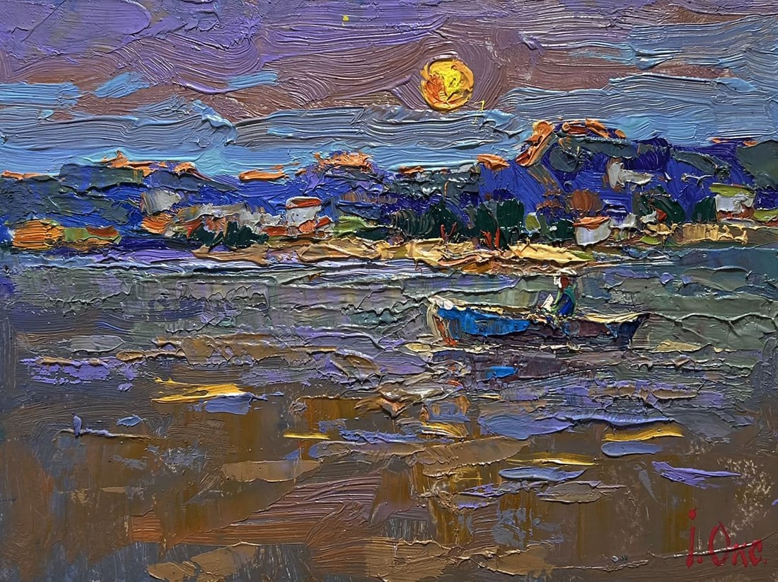 Oil painting Moon over the lake Oksana Kalenyuk - 3