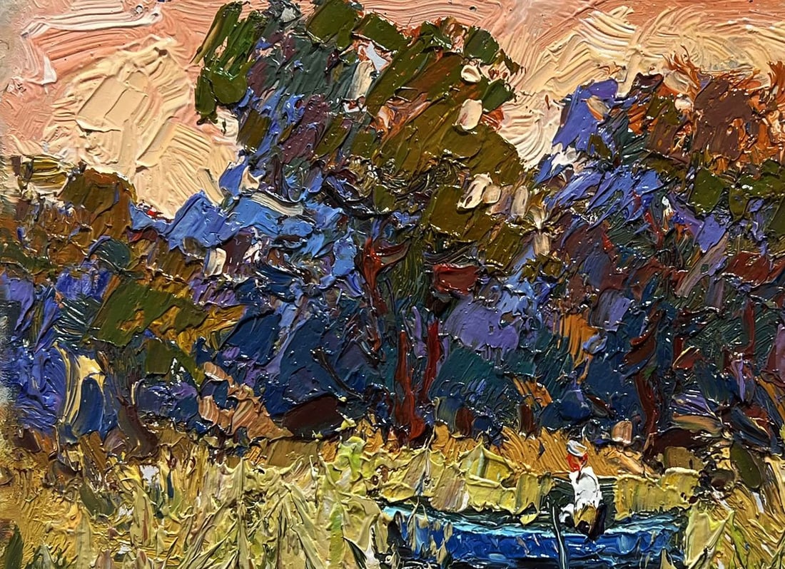 Oil painting On a boat among the reeds Oksana Kalenyuk - 7