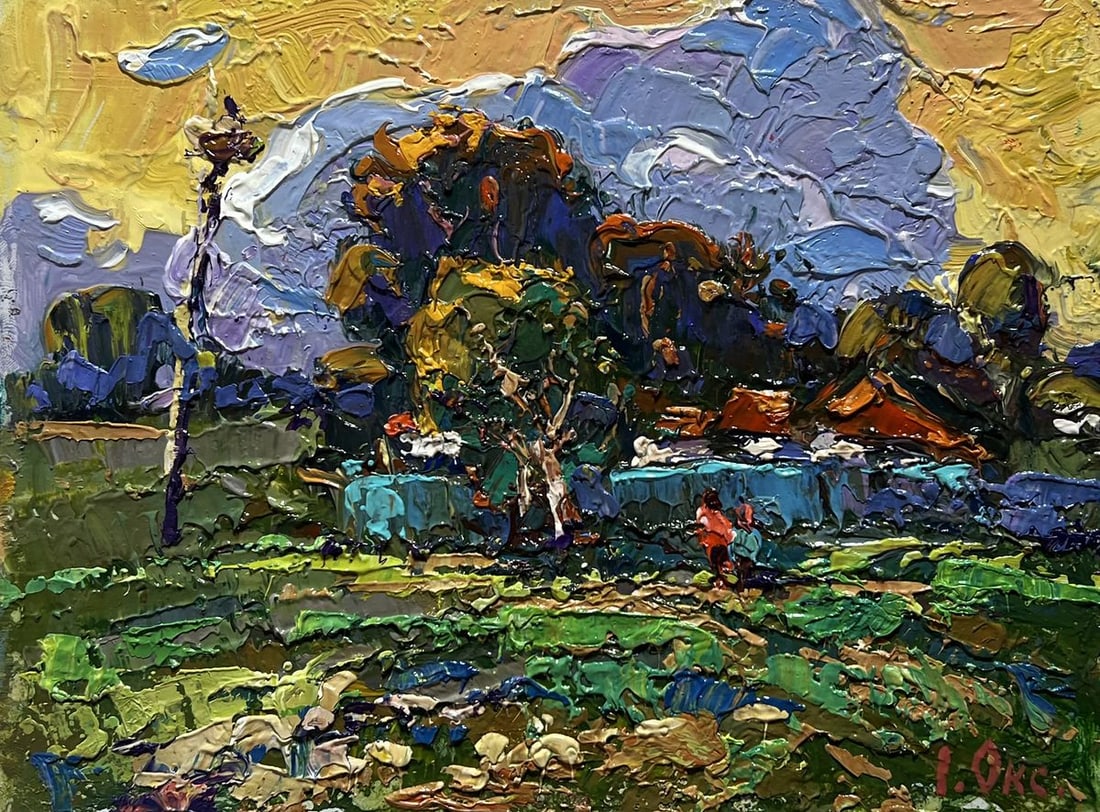 Oil painting Gardening in the village Oksana Kalenyuk - 3