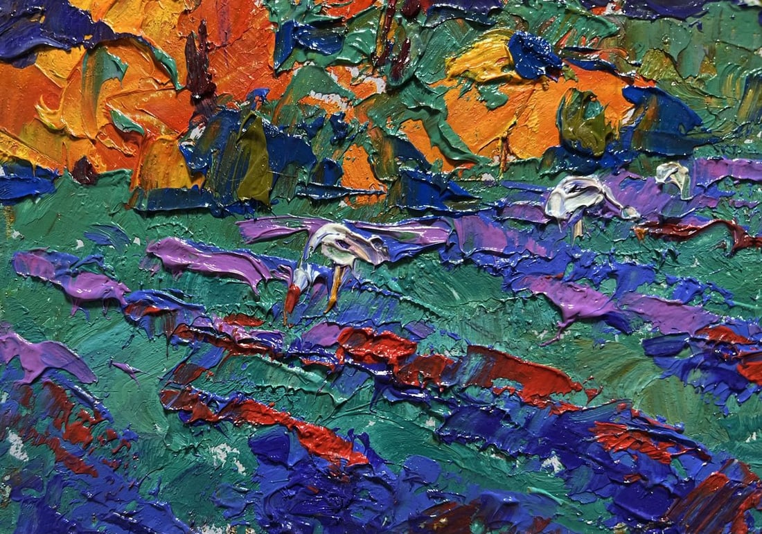 Oil painting Crimson evening in the field Alex Kalenyuk - 5