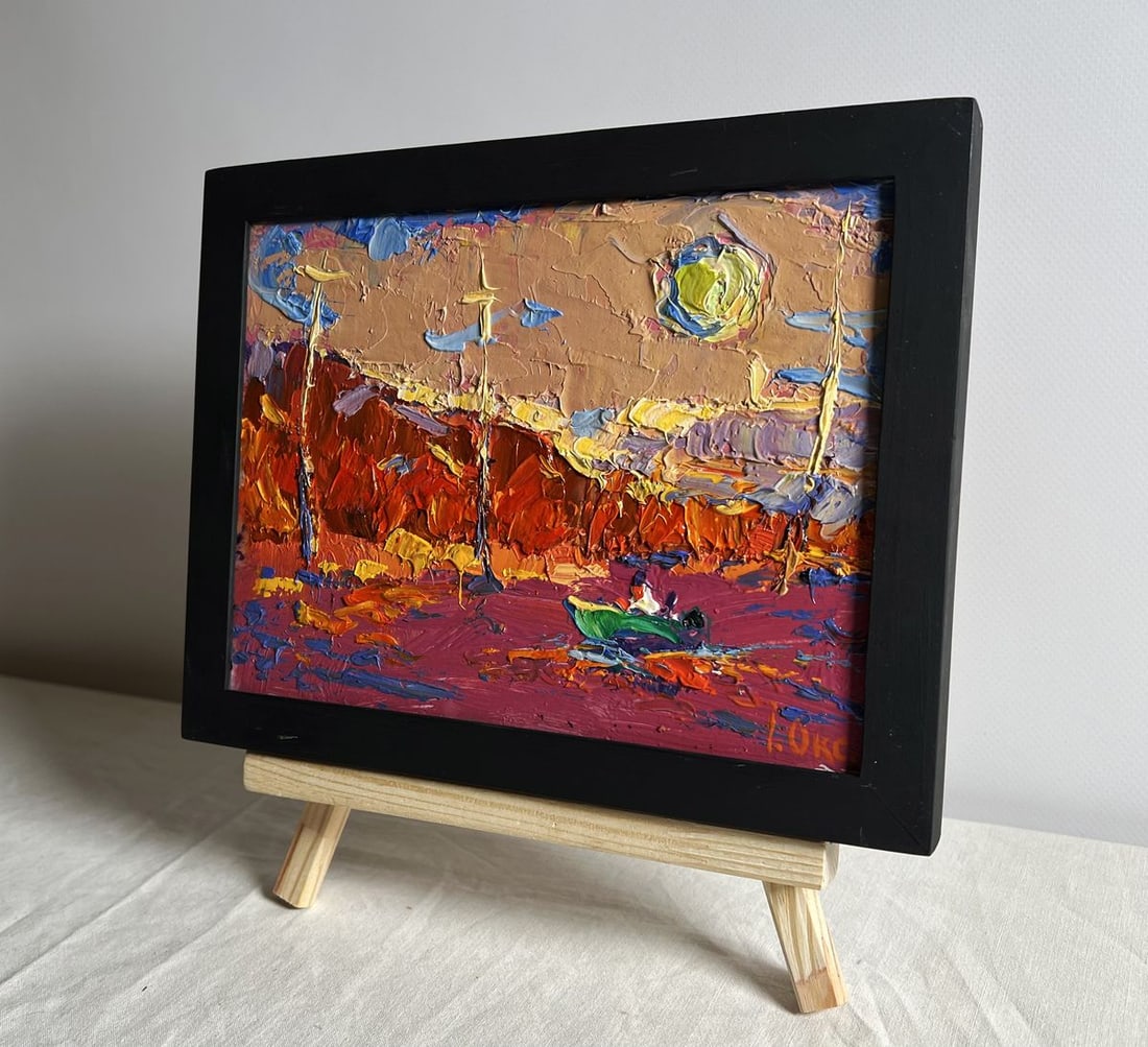 Oil painting Sailing on a boat into the sunset Oksana Kalenyuk - 2