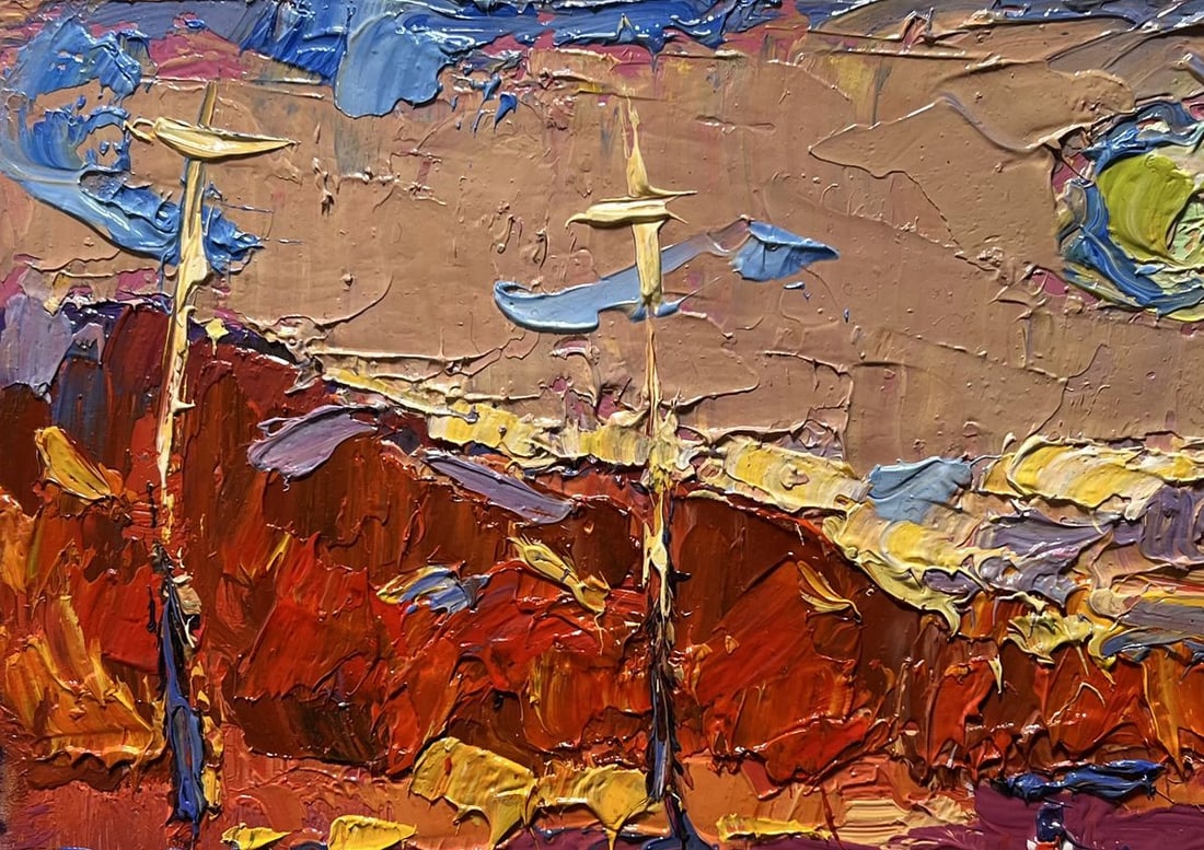 Oil painting Sailing on a boat into the sunset Oksana Kalenyuk - 7