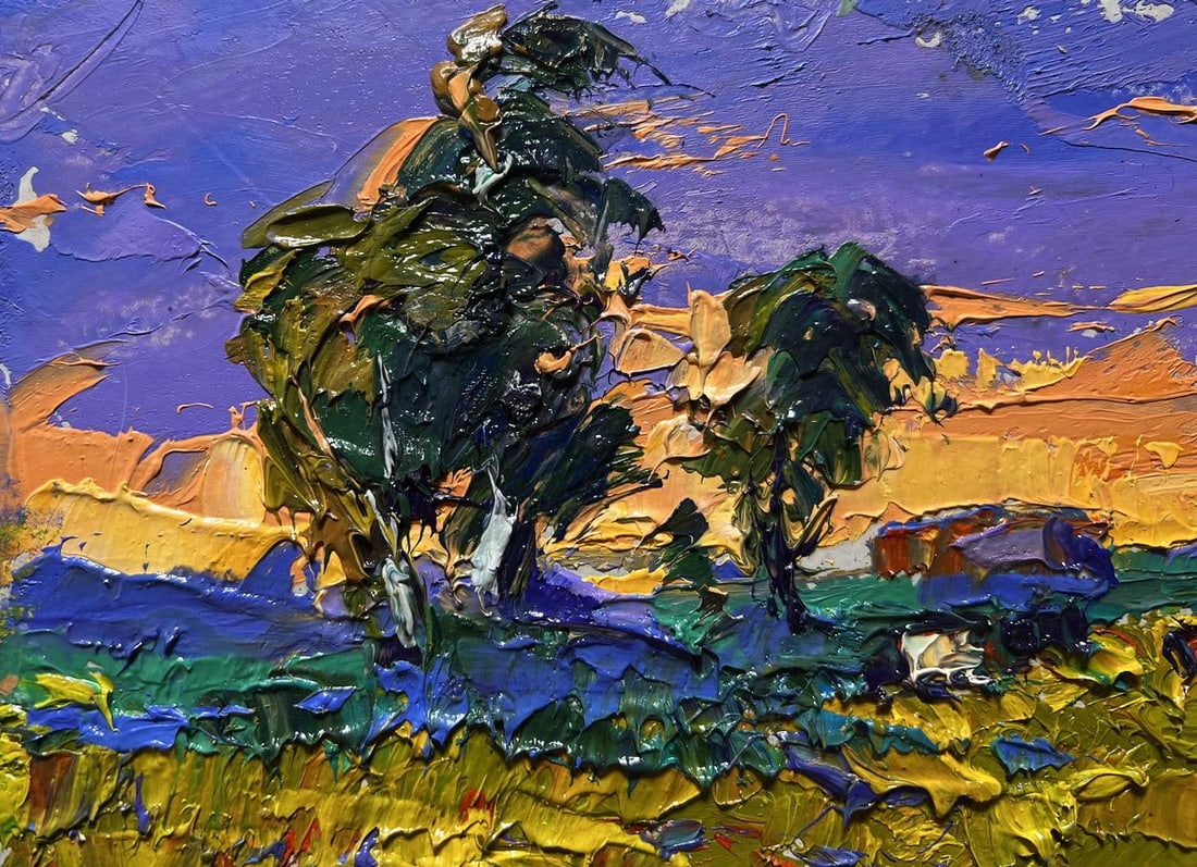 Oil painting The day passes with a yellow sunset Alex Kalenyuk - 5