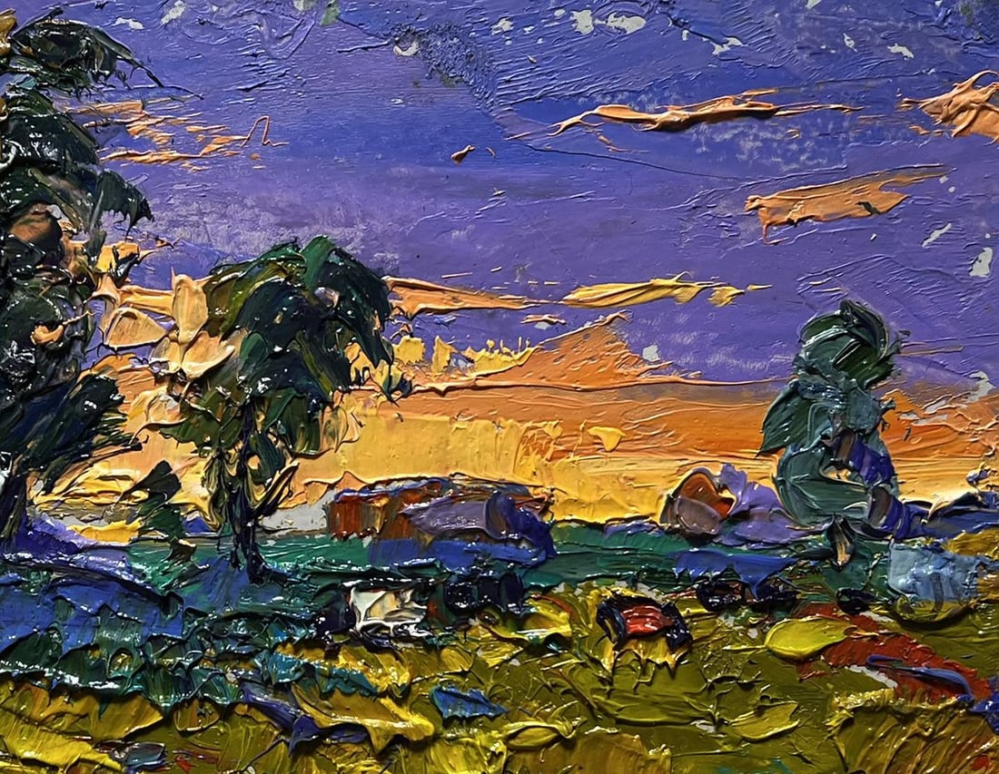 Oil painting The day passes with a yellow sunset Alex Kalenyuk - 8