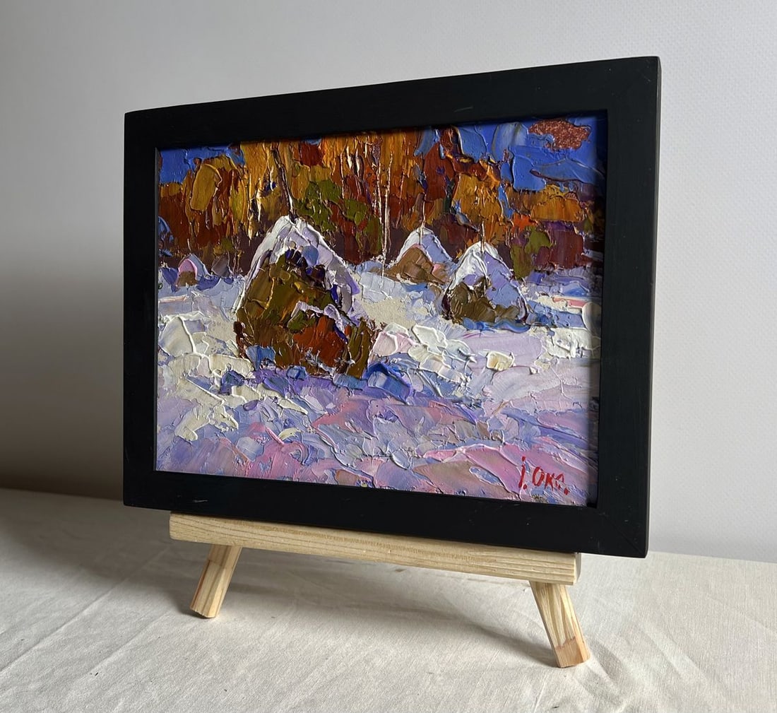 Oil painting Winter night in nature Oksana Kalenyuk - 2