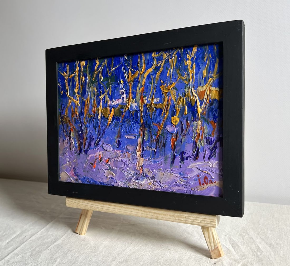 Oil painting Frosty evening in the forest Alex Kalenyuk - 2