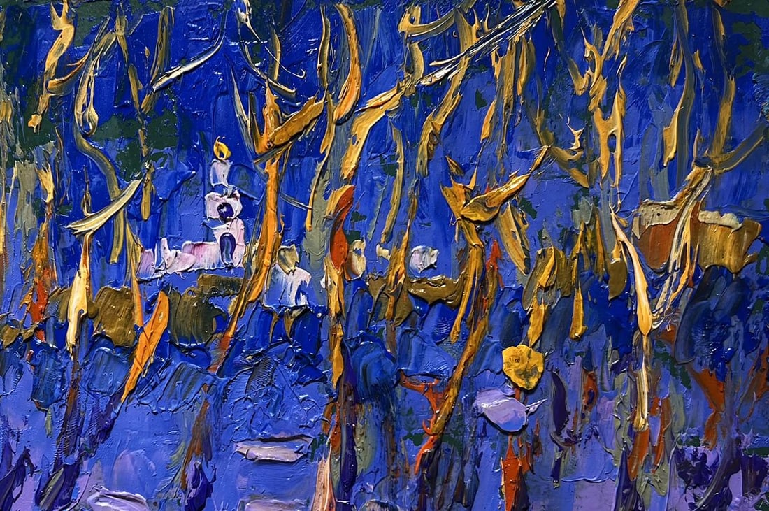 Oil painting Frosty evening in the forest Alex Kalenyuk - 8