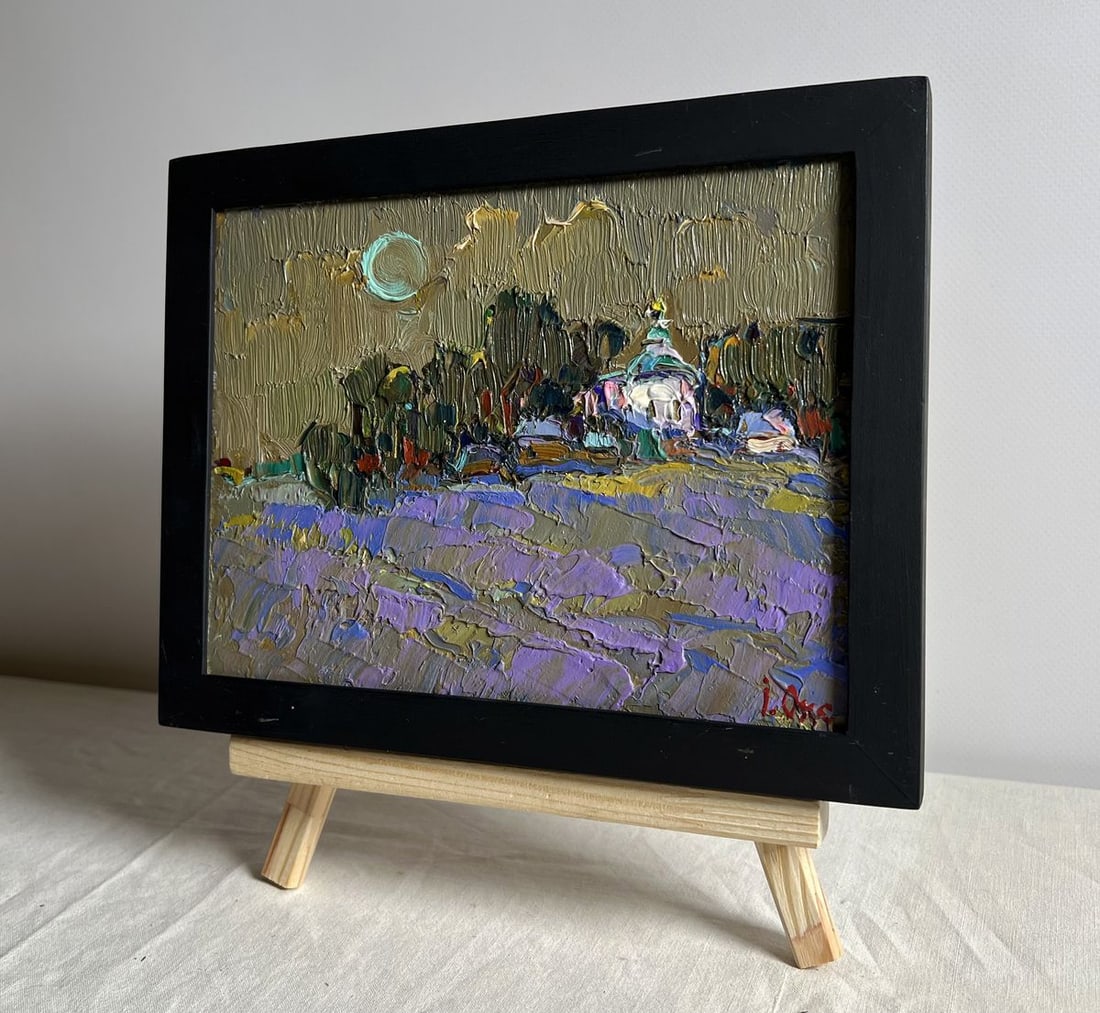 Oil painting Moonlit night in the village Oksana Kalenyuk - 2