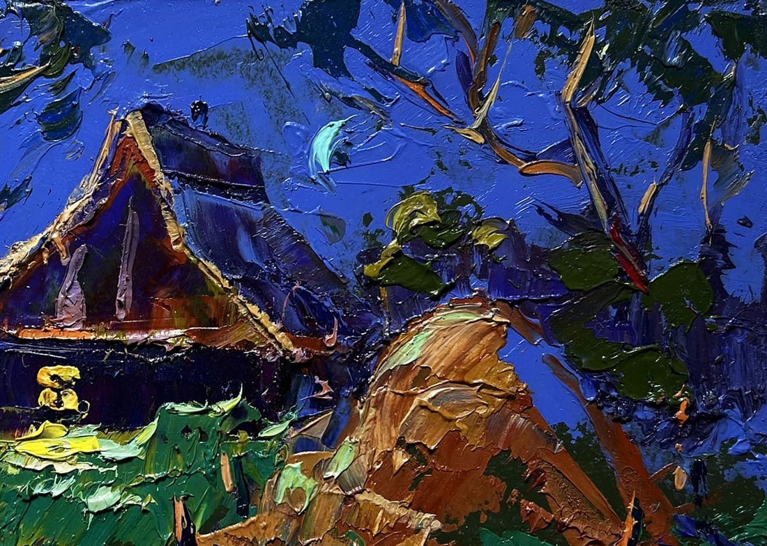 Oil painting Cozy moonlit night Alex Kalenyuk - 8