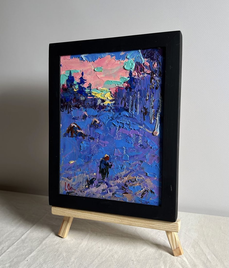 Oil painting Frosty winter evening Alex Kalenyuk - 2