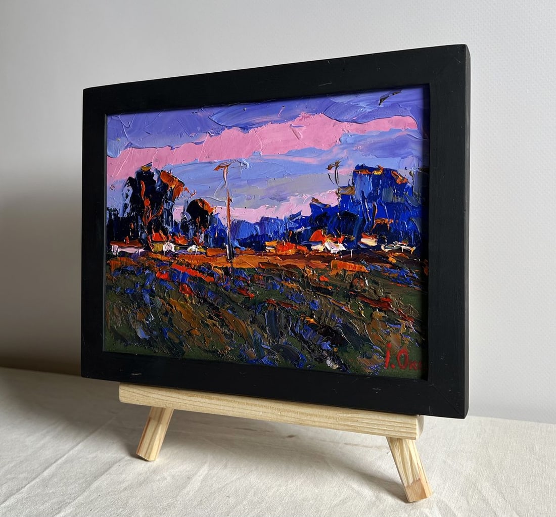 Oil painting A pink sunset is visible Oksana Kalenyuk - 2