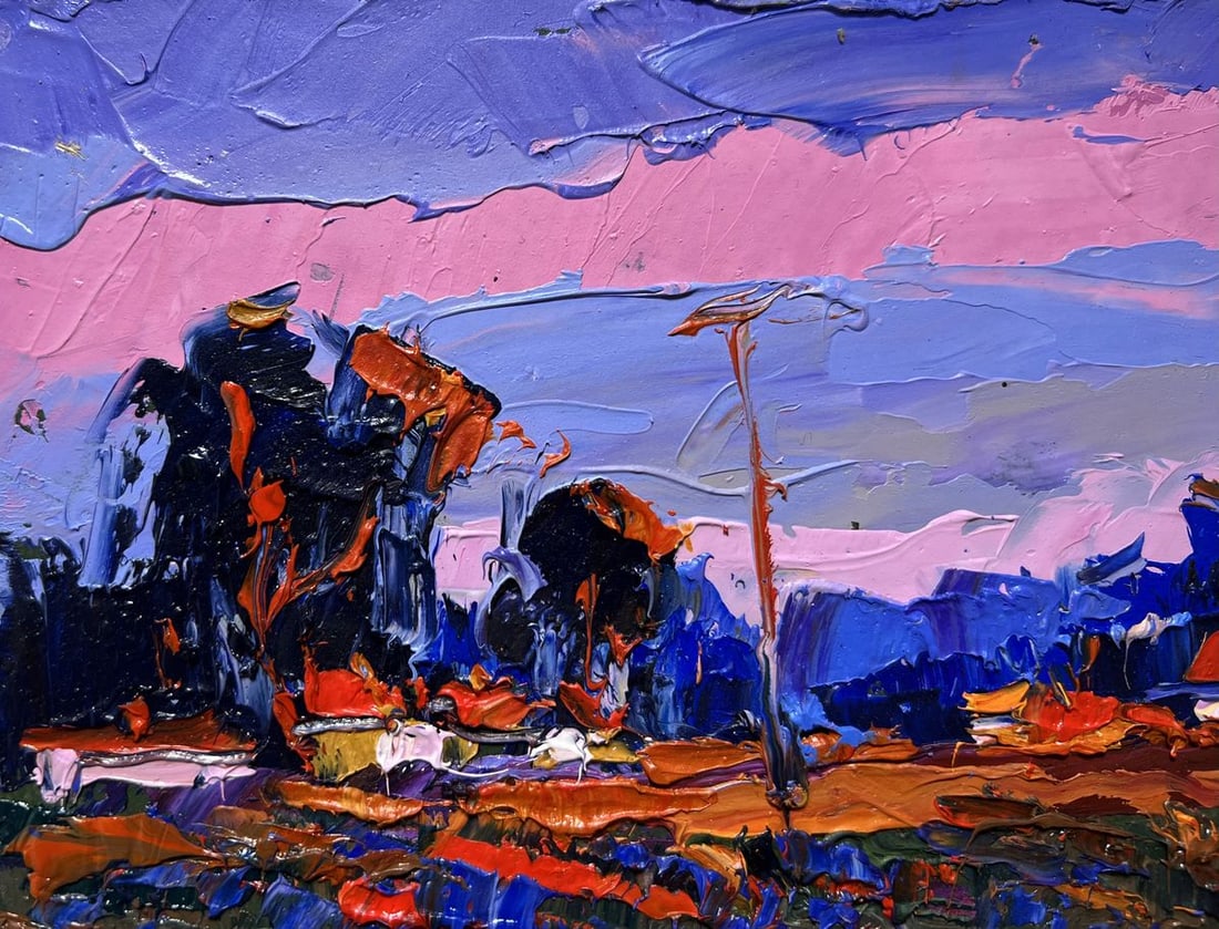 Oil painting A pink sunset is visible Oksana Kalenyuk - 4