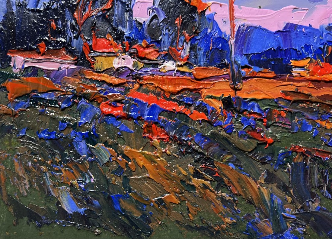 Oil painting A pink sunset is visible Oksana Kalenyuk - 5