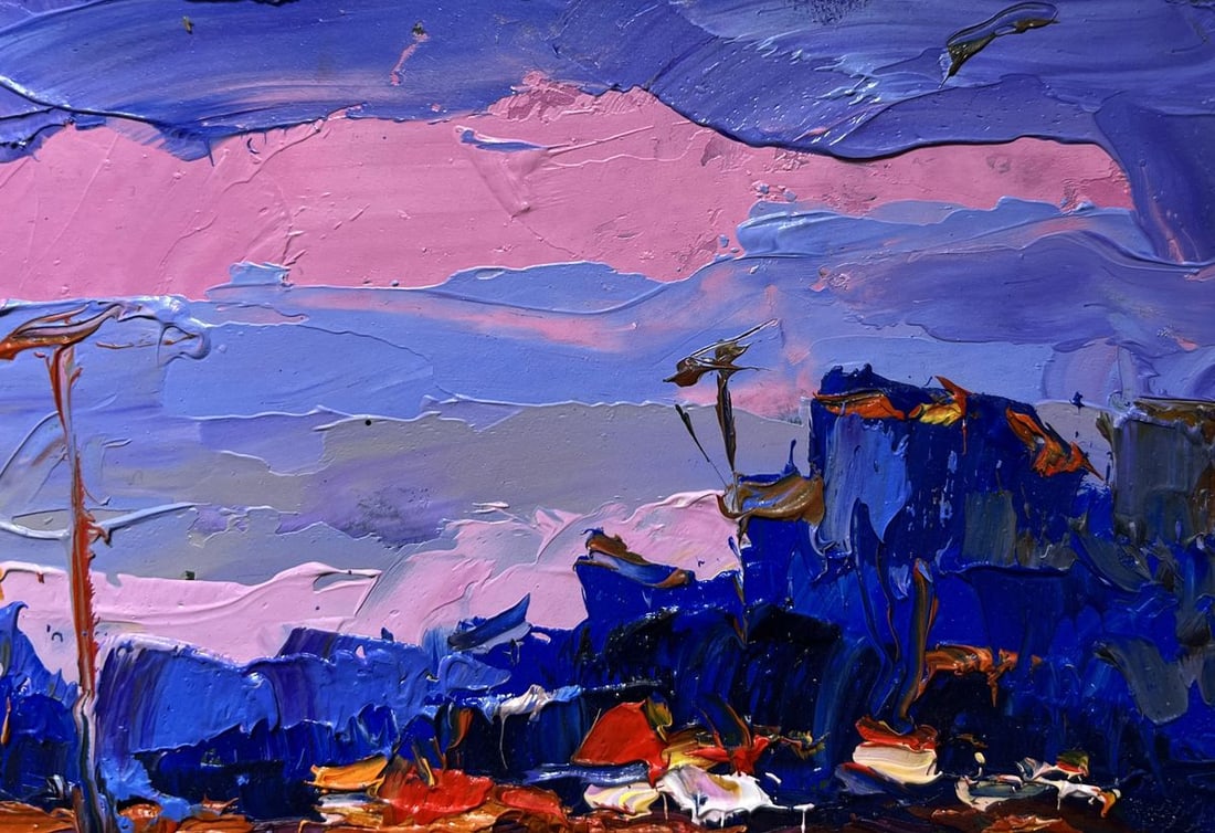 Oil painting A pink sunset is visible Oksana Kalenyuk - 6