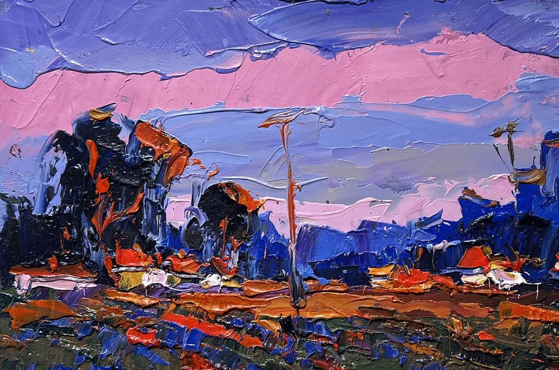 Oil painting A pink sunset is visible Oksana Kalenyuk - 7