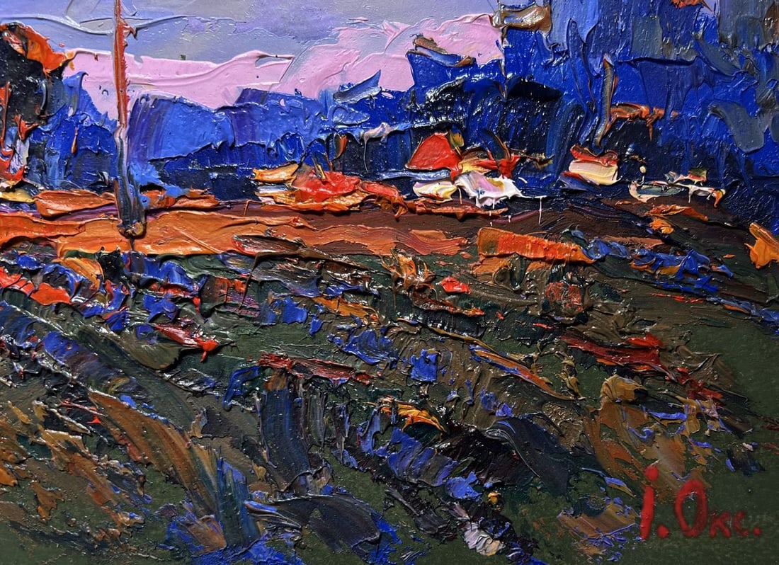 Oil painting A pink sunset is visible Oksana Kalenyuk - 9
