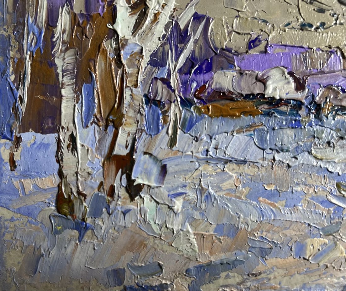 Oil painting Snowy path to the village Alex Kalenyuk - 6